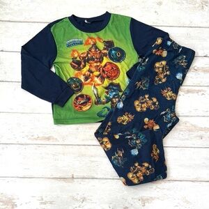 Skylanders Size 8 Boys Seap Force Pajamas Pjs Set Blue Green Long Sleeves Pants
